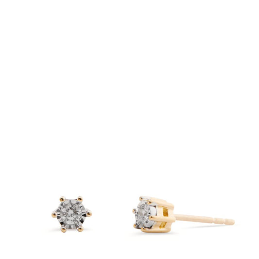 Stud earrings 18k Yellow Gold Diamond 0.06 ct, 2 Stones, w-si Bicolor Ø4 mm