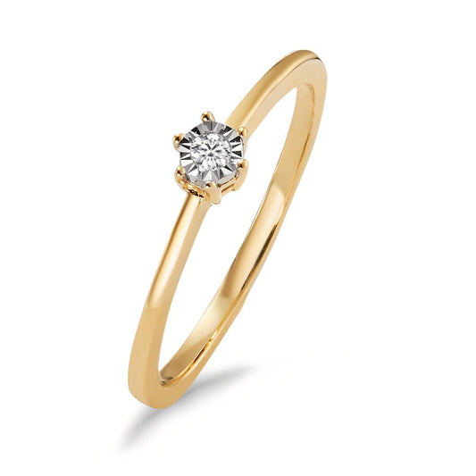 Solitaire ring 18k Yellow Gold Diamond 0.03 ct, w-si Bicolor