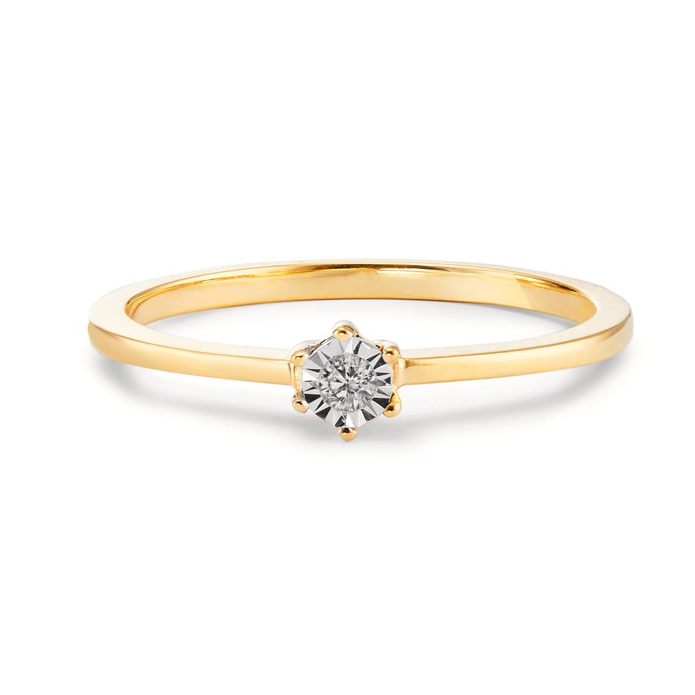 Solitaire ring 18k Yellow Gold Diamond 0.03 ct, w-si Bicolor