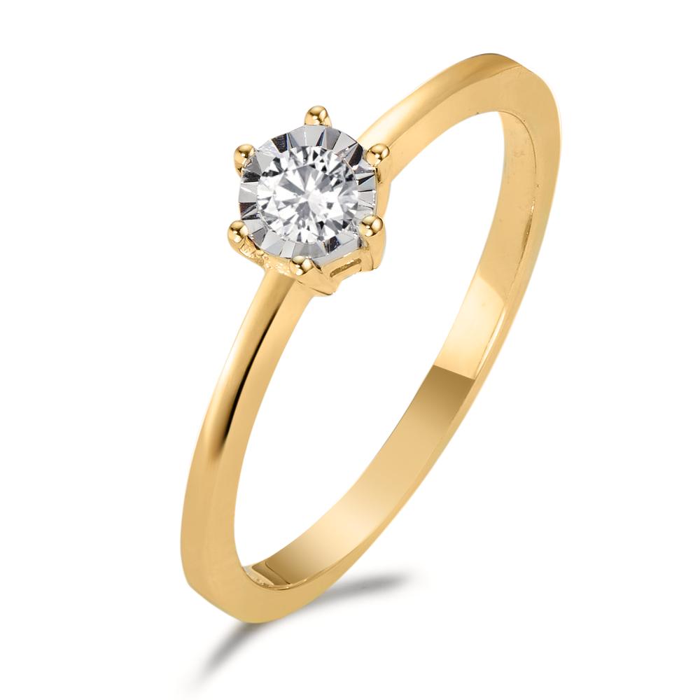 Solitaire ring 18k Yellow Gold Diamond 0.10 ct, w-si Bicolor