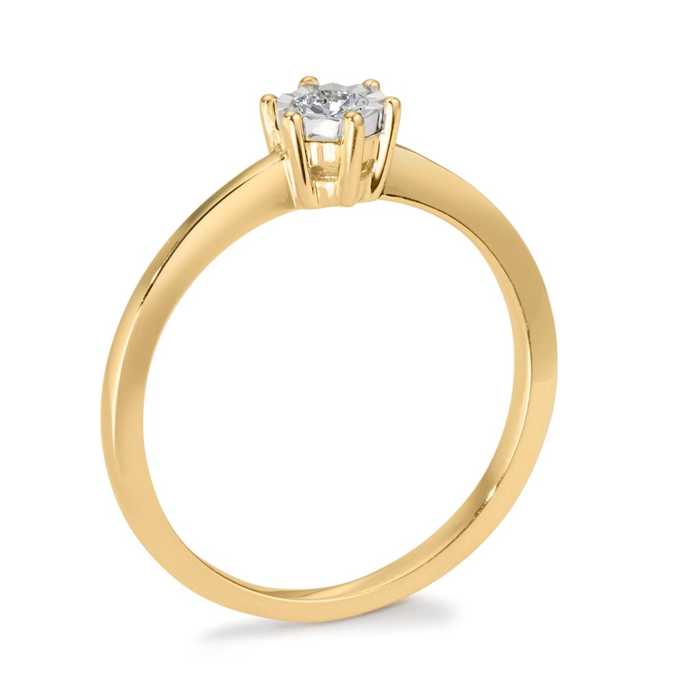 Solitaire ring 18k Yellow Gold Diamond 0.10 ct, w-si Bicolor