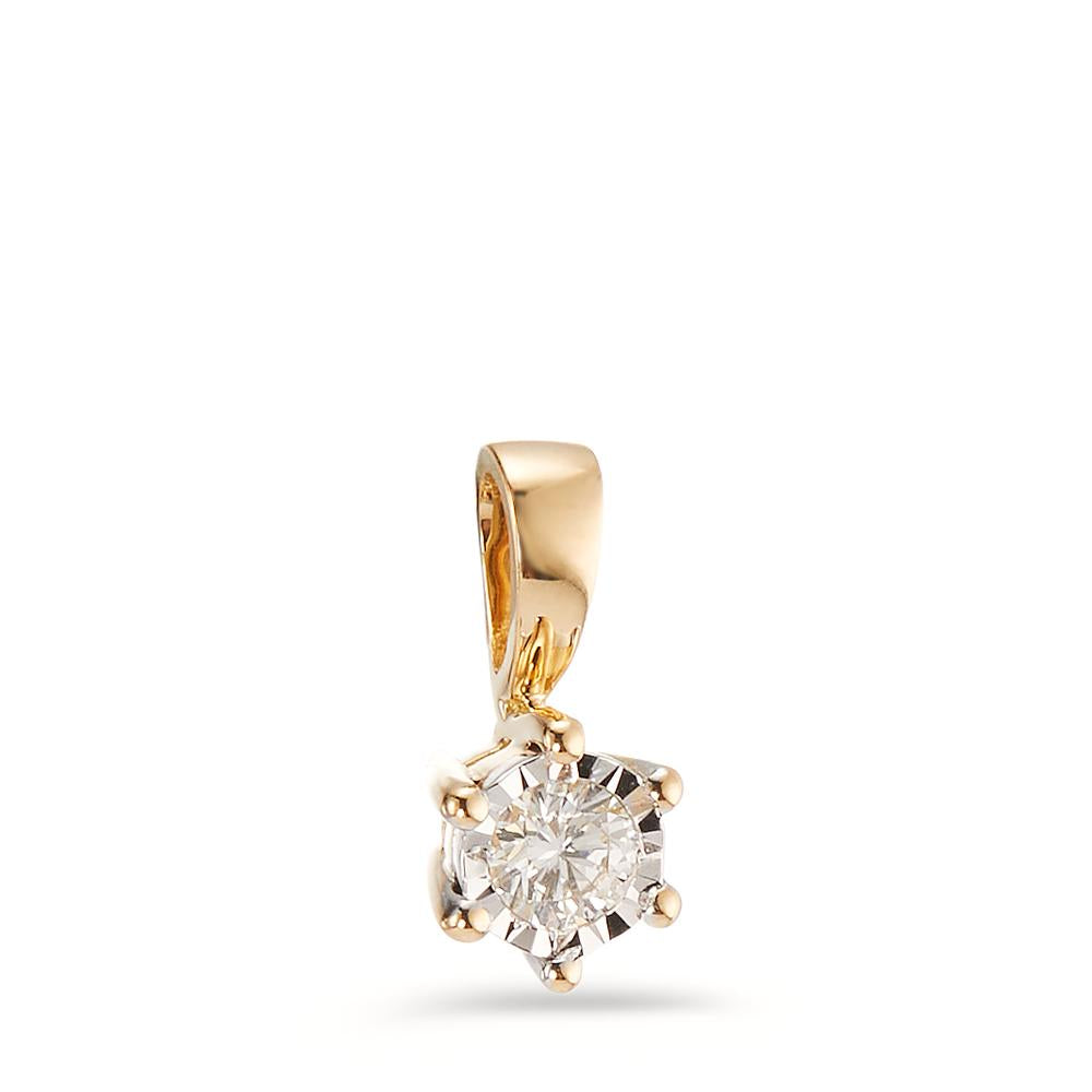 Pendant 18k Yellow Gold Diamond 0.10 ct, w-si Bicolor Ø5 mm