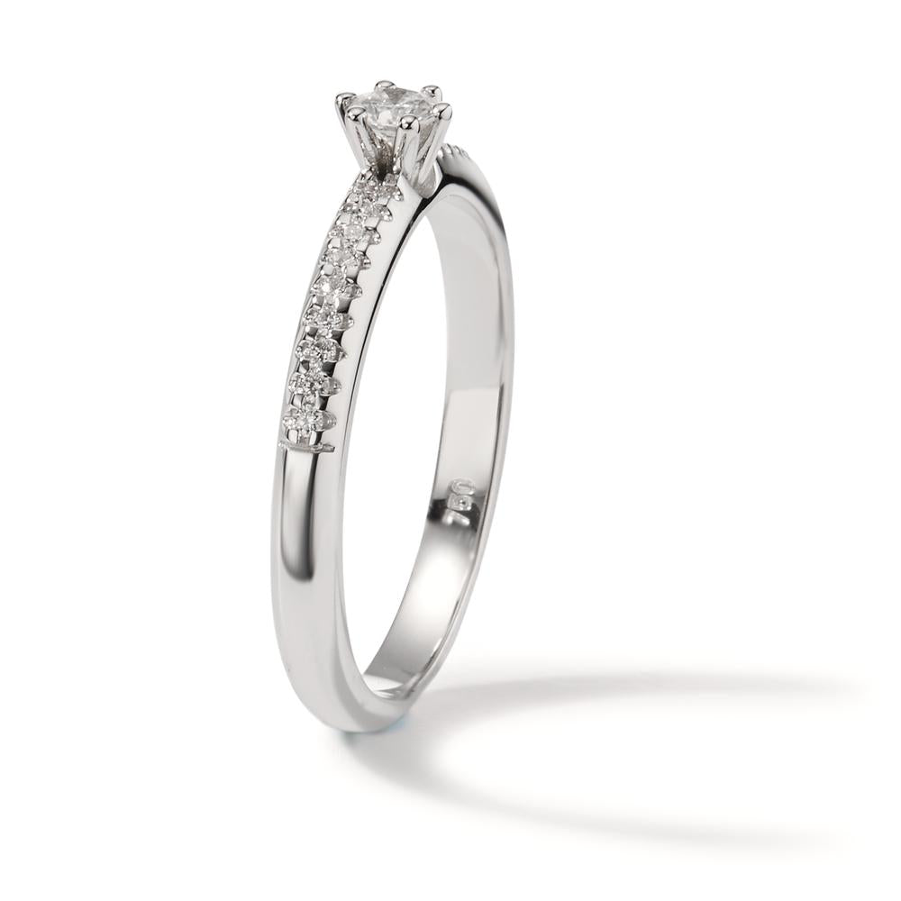 Solitaire ring 18k White Gold Diamond 0.20 ct, 19 Stones, w-si