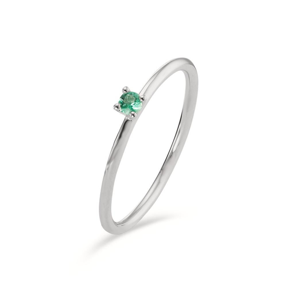 Solitaire ring 18k White Gold Emerald