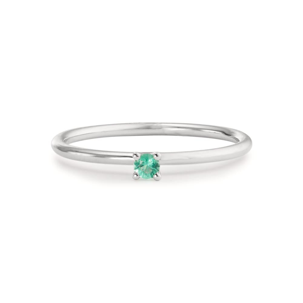 Solitaire ring 18k White Gold Emerald