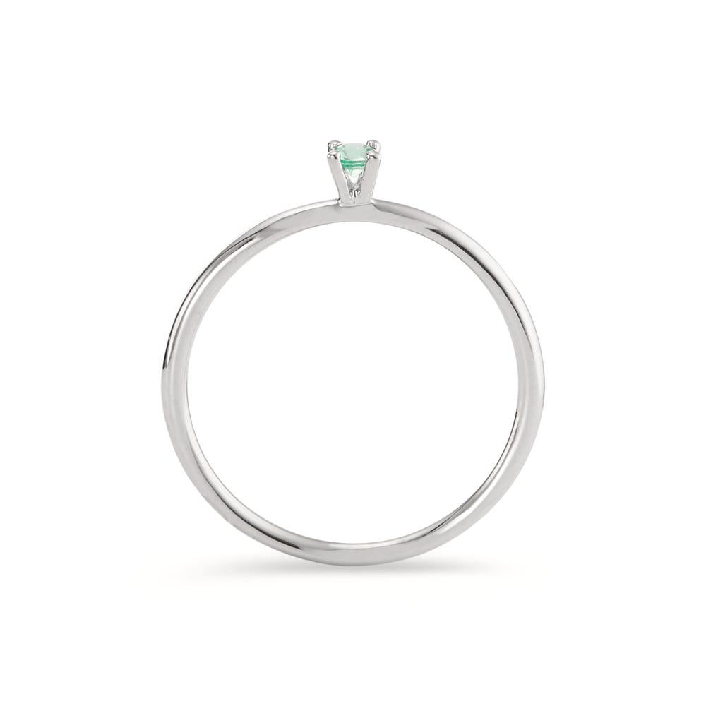 Solitaire ring 18k White Gold Emerald