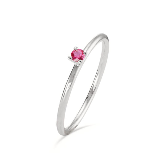 Solitaire ring 18k White Gold Ruby