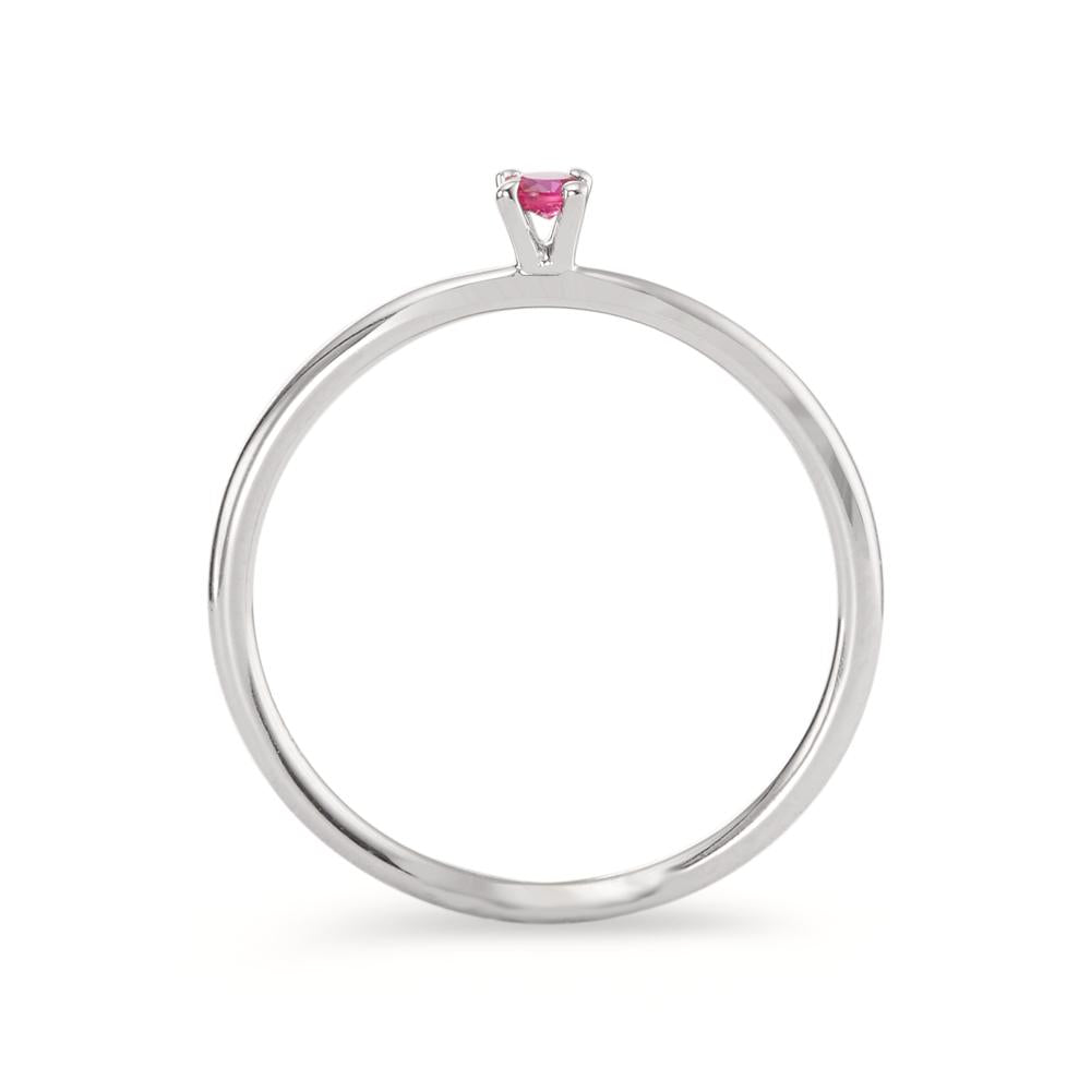 Solitaire ring 18k White Gold Ruby