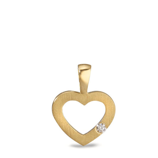 Pendant 18k Yellow Gold Diamond 0.02 ct, w-si Heart