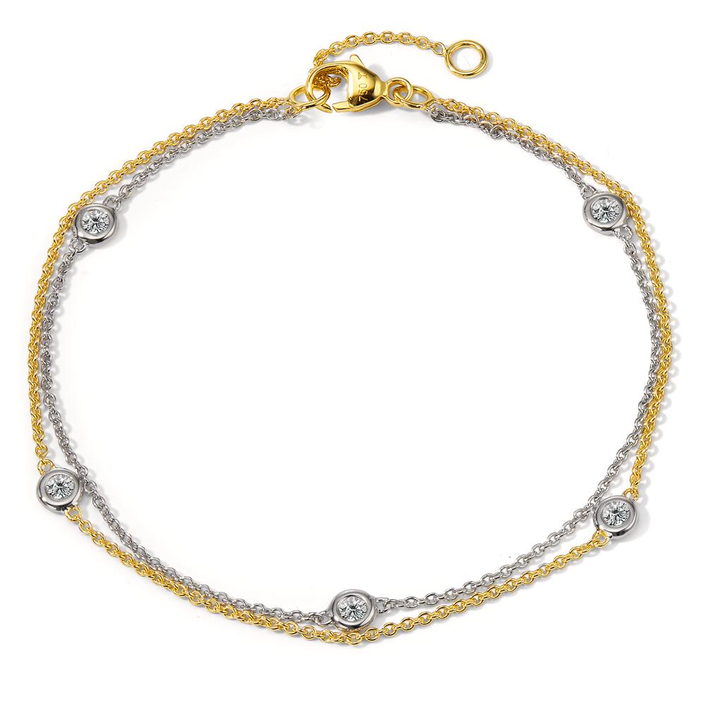 Bracelet 18k White Gold, 18k Yellow Gold Diamond 0.16 ct, 5 Stones, w-si 16.5-19 cm