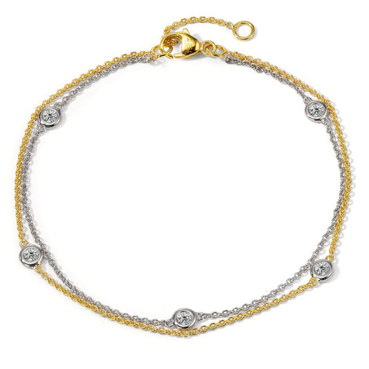 Bracelet 18k White Gold, 18k Yellow Gold Diamond 0.16 ct, 5 Stones, w-si 16.5-19 cm