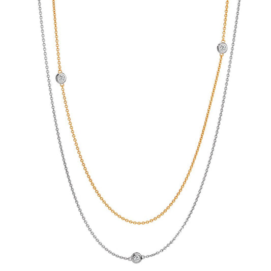 Necklace 9k Yellow Gold, 9k White Gold Zirconia 5 Stones 42-45 cm