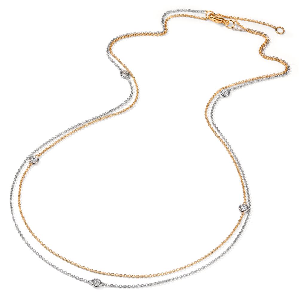 Necklace 9k Yellow Gold, 9k White Gold Zirconia 5 Stones 42-45 cm