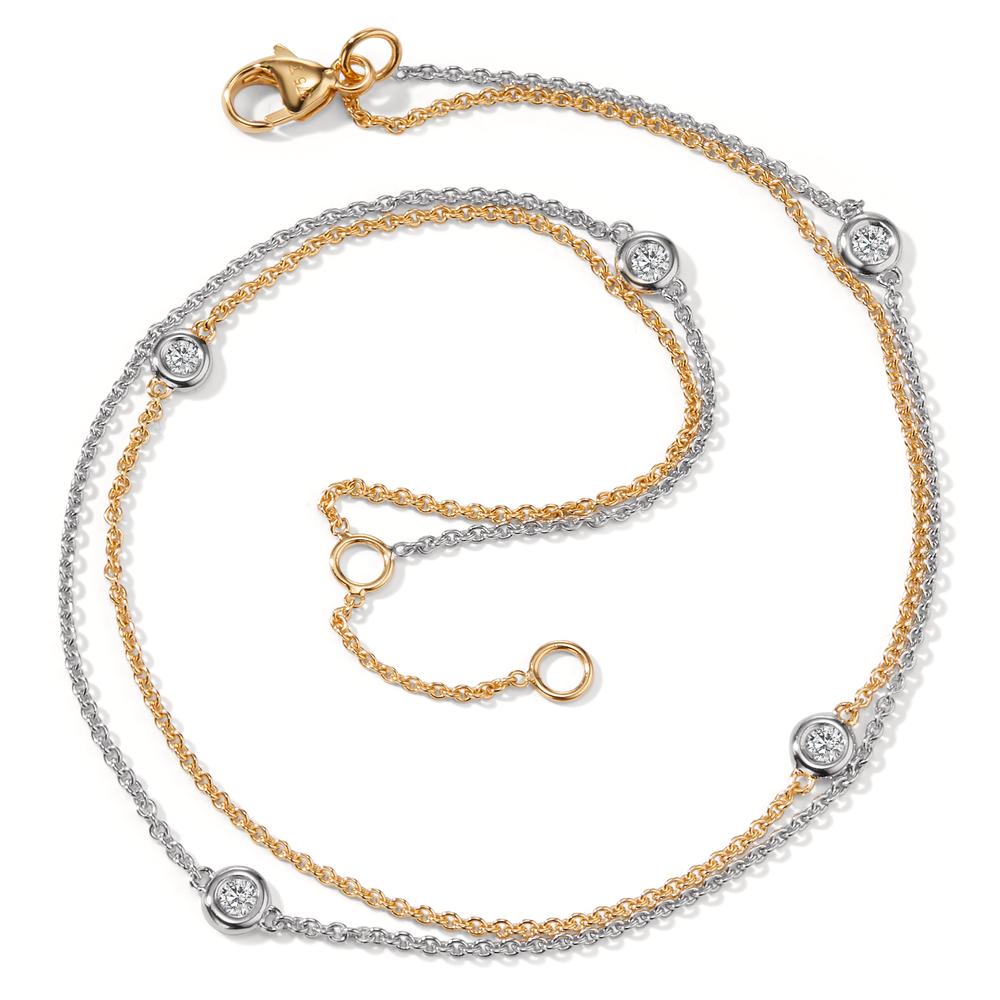 Anklet 9k Yellow Gold, 9k White Gold Zirconia 5 Stones 22.5-25 cm