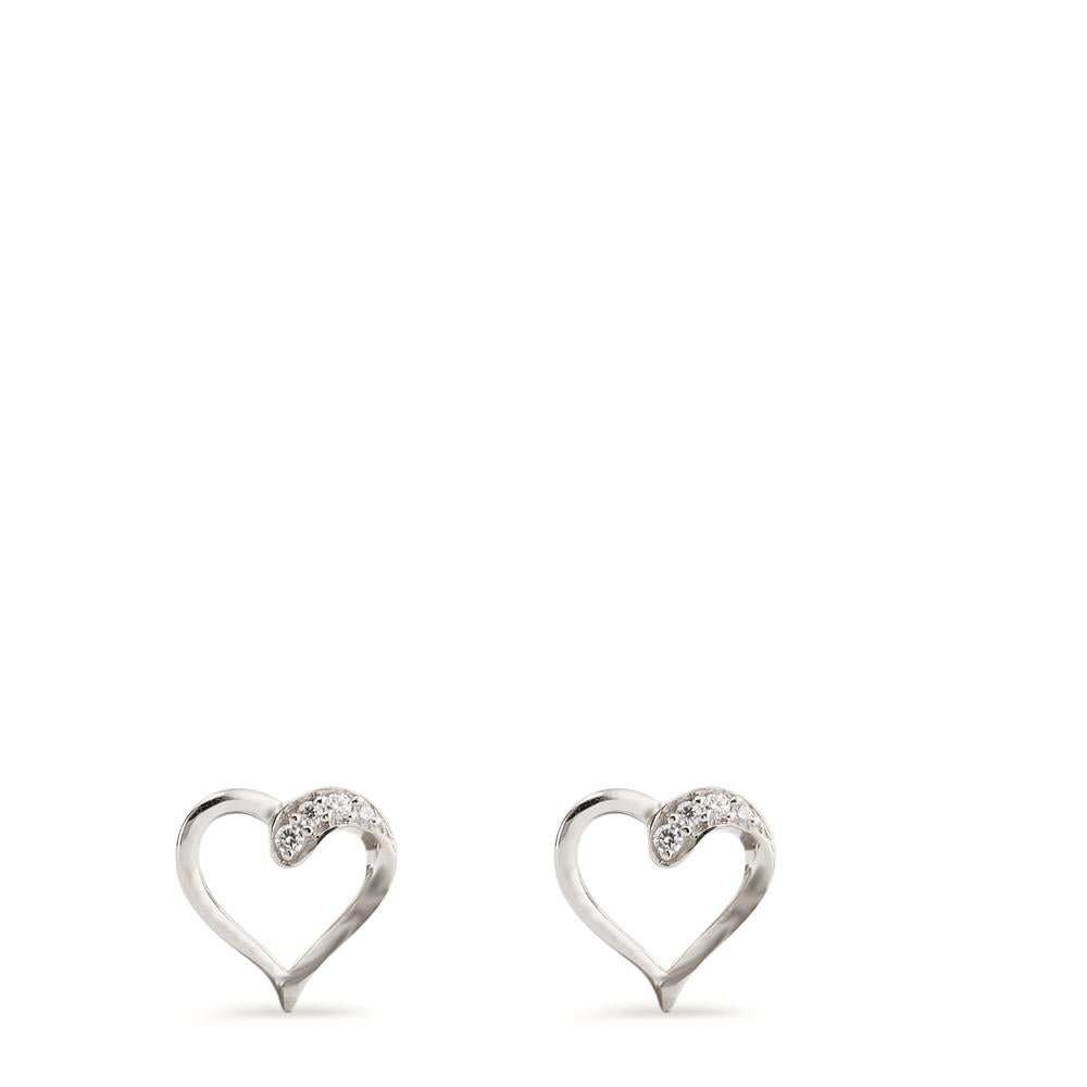 Stud earrings 9k White Gold Zirconia 8 Stones Heart Ø7 mm