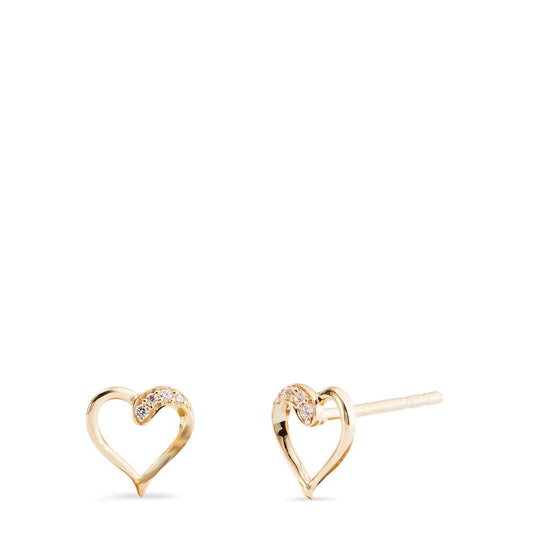 Stud earrings 9k Yellow Gold Zirconia 8 Stones Heart Ø7 mm