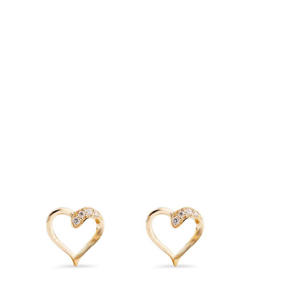 Stud earrings 9k Yellow Gold Zirconia 8 Stones Heart Ø7 mm