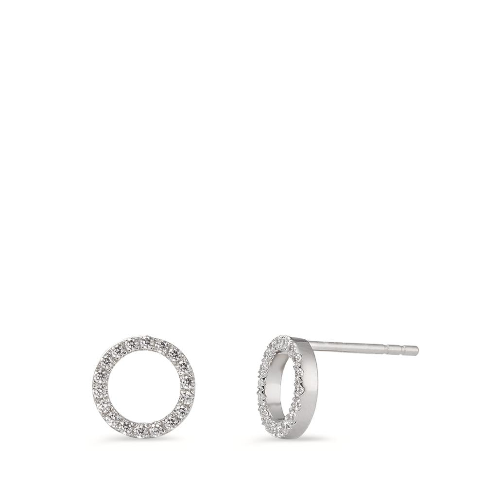 Stud earrings 9k White Gold Zirconia Ø7.5 mm