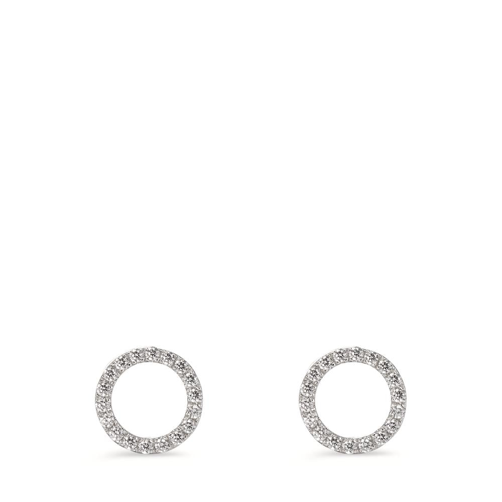 Stud earrings 9k White Gold Zirconia Ø7.5 mm