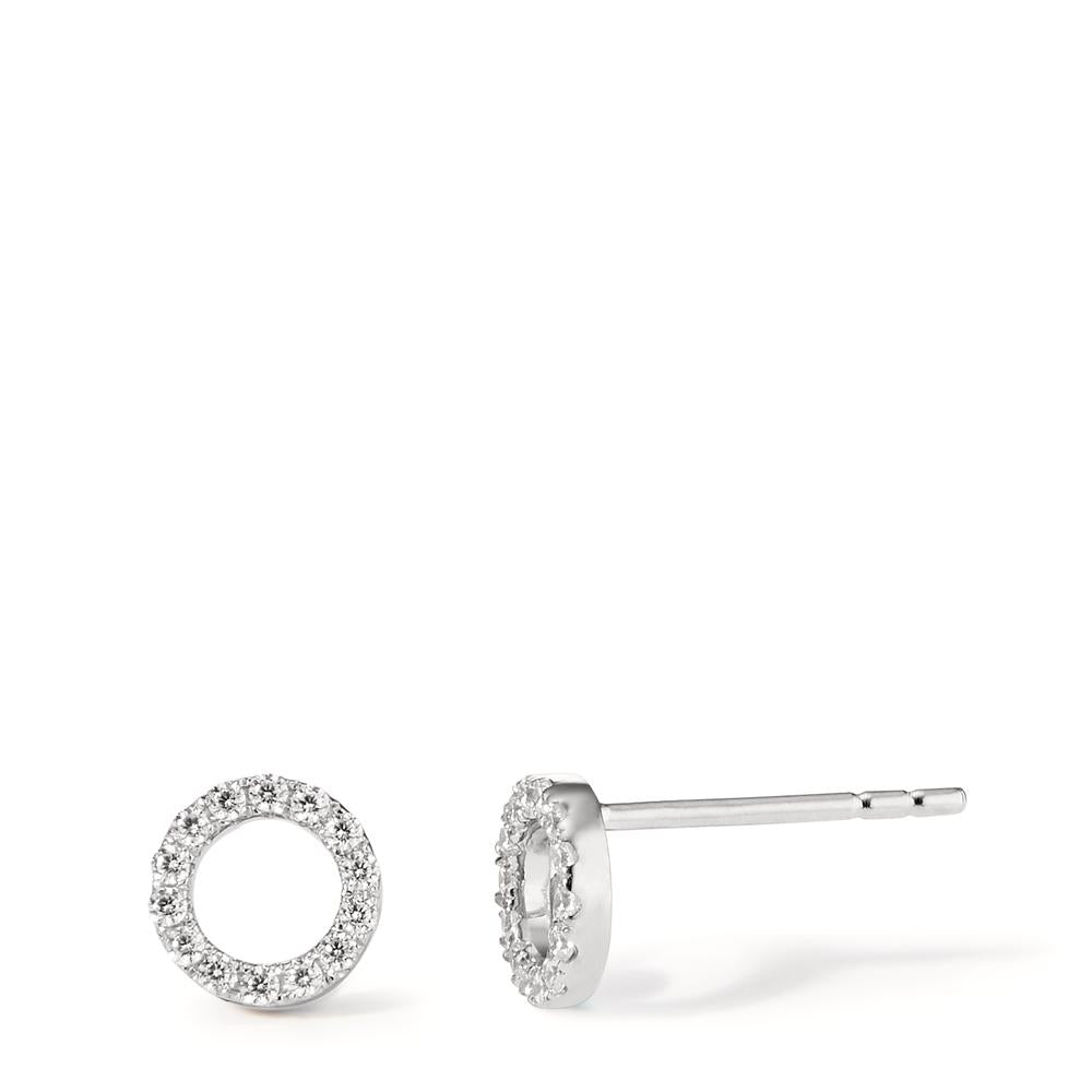 Stud earrings 9k White Gold Zirconia Ø6 mm