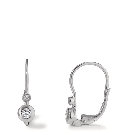 Drop Earrings 9k White Gold Zirconia 4 Stones