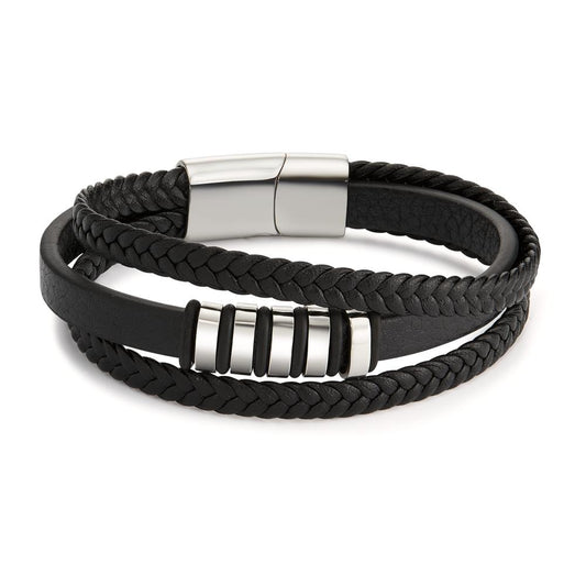 Bracelet Leather, Stainless steel 21.5 cm