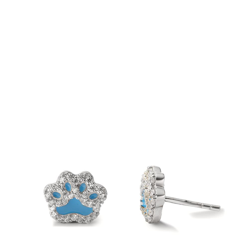 Stud earrings Silver Zirconia Rhodium plated Paw