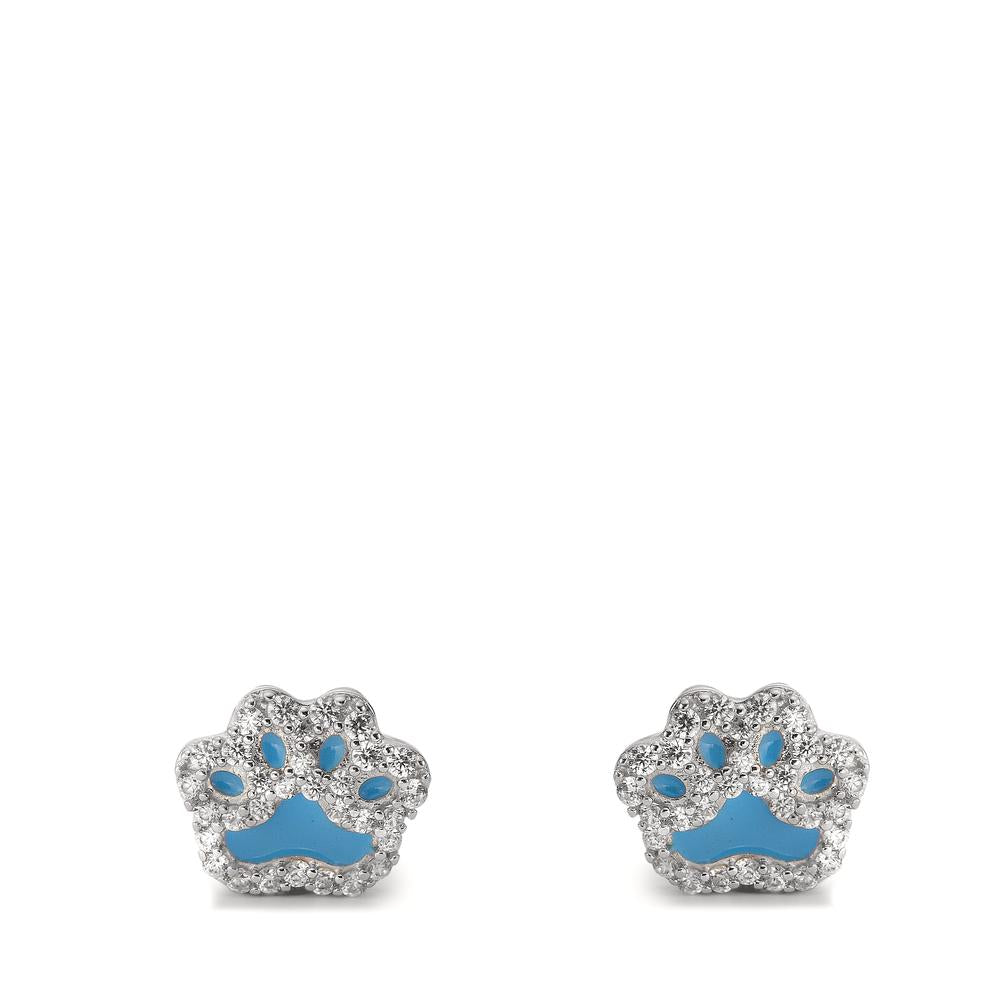 Stud earrings Silver Zirconia Rhodium plated Paw