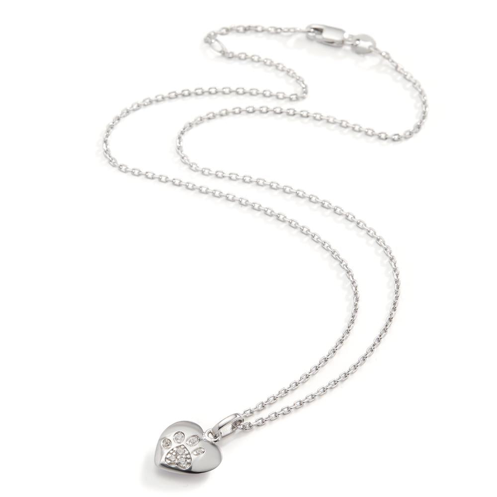 Necklace with pendant Silver Zirconia 7 Stones Rhodium plated Paw 36-38 cm Ø11 mm