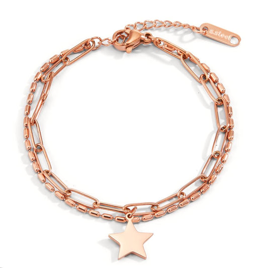 Anklet Stainless steel Rose IP coated Star 22-25 cm