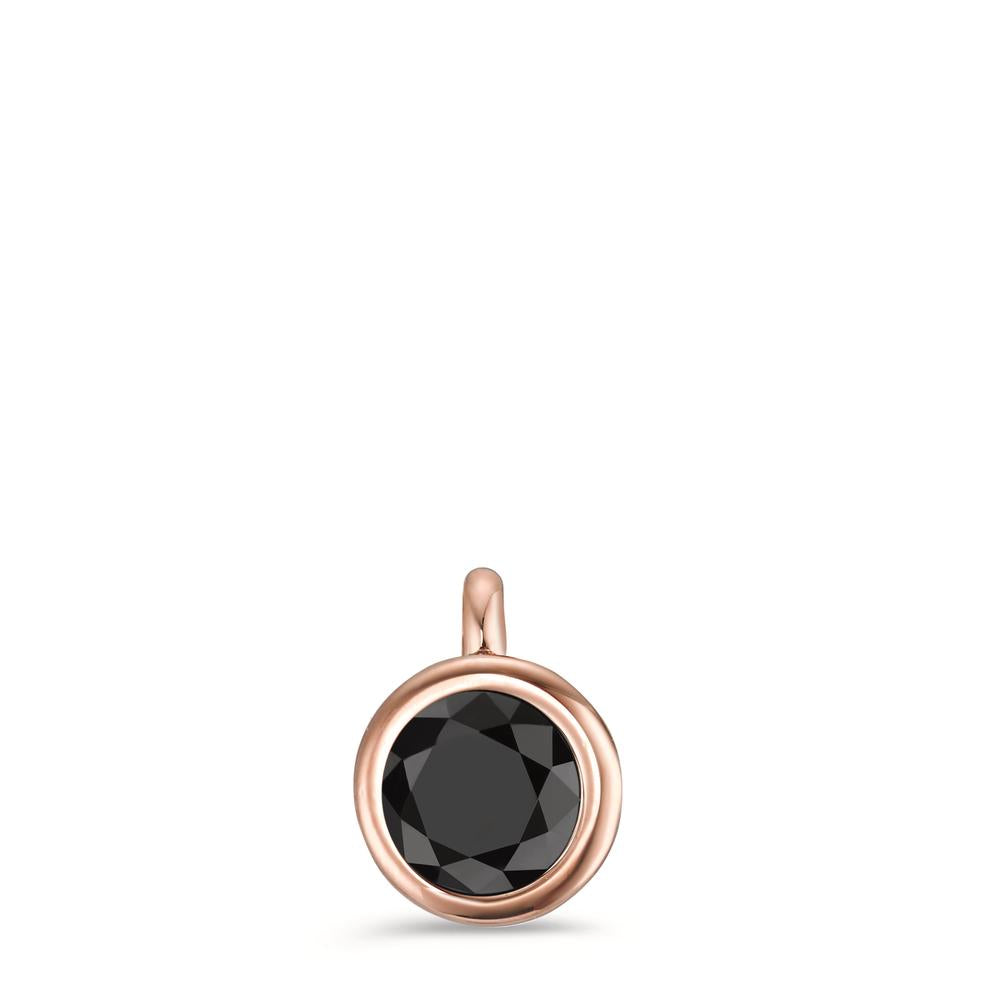 Pendant Stainless steel Zirconia Black Rose IP coated Ø7 mm