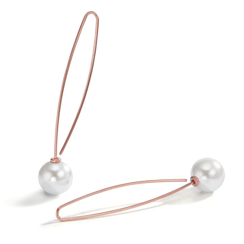 Drop Earrings Stainless steel Rose IP coated Shell pearl