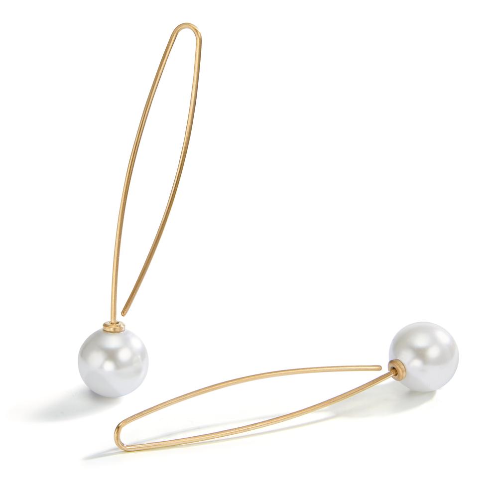 Drop Earrings Stainless steel Yellow IP coated Shell pearl