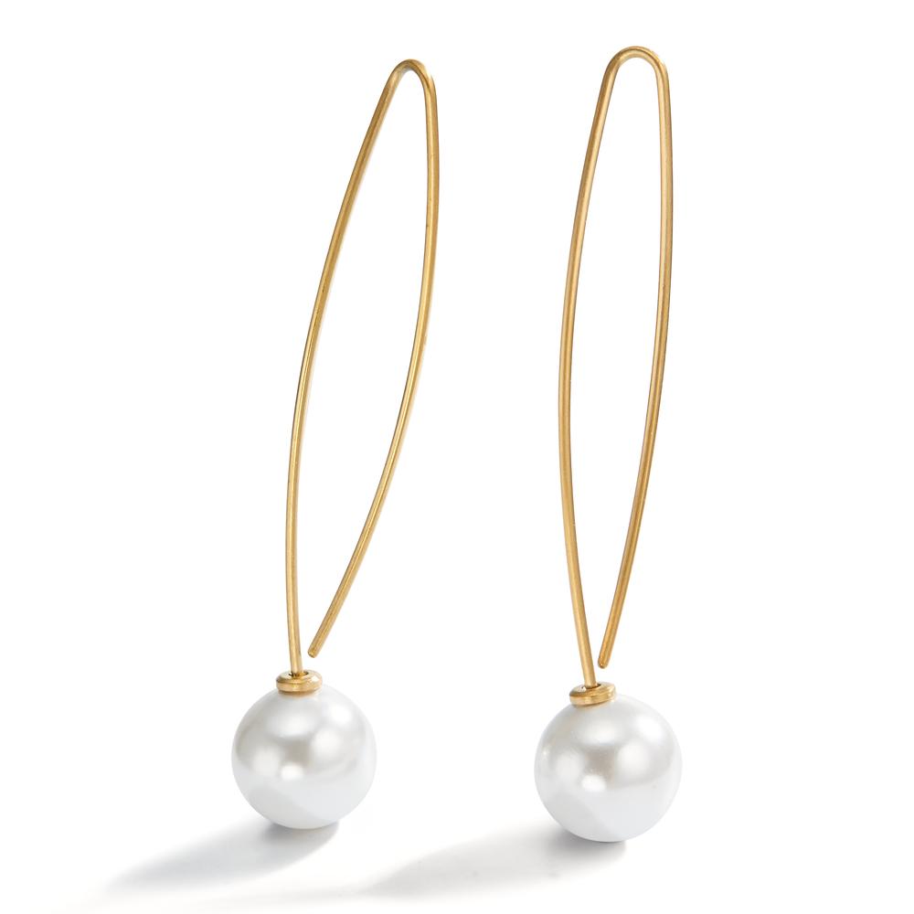 Drop Earrings Stainless steel Yellow IP coated Shell pearl