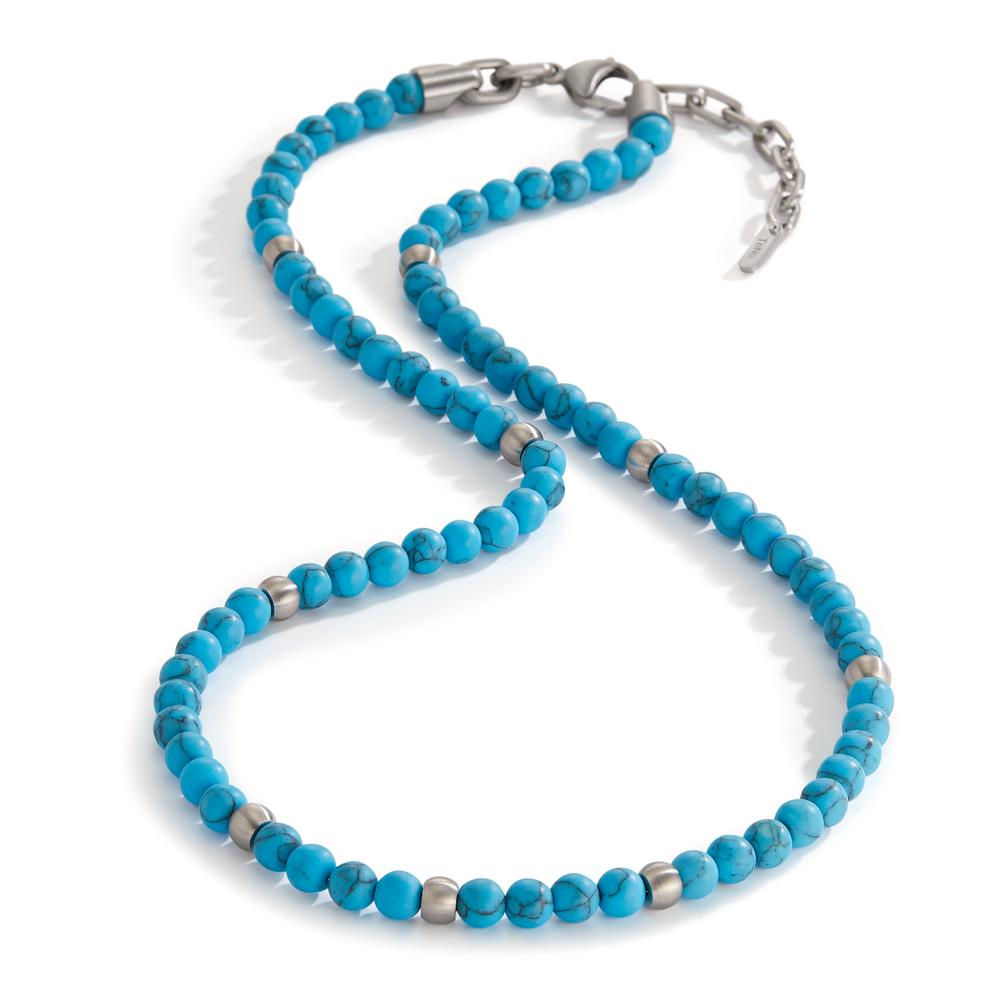 Necklace Stainless steel Turquoise 80 Stones 50 cm Ø6.5 mm