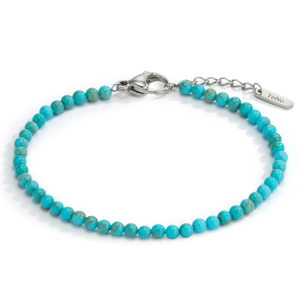 Bracelet Stainless steel Turquoise 48 Stones 17.5-19.5 cm Ø3 mm