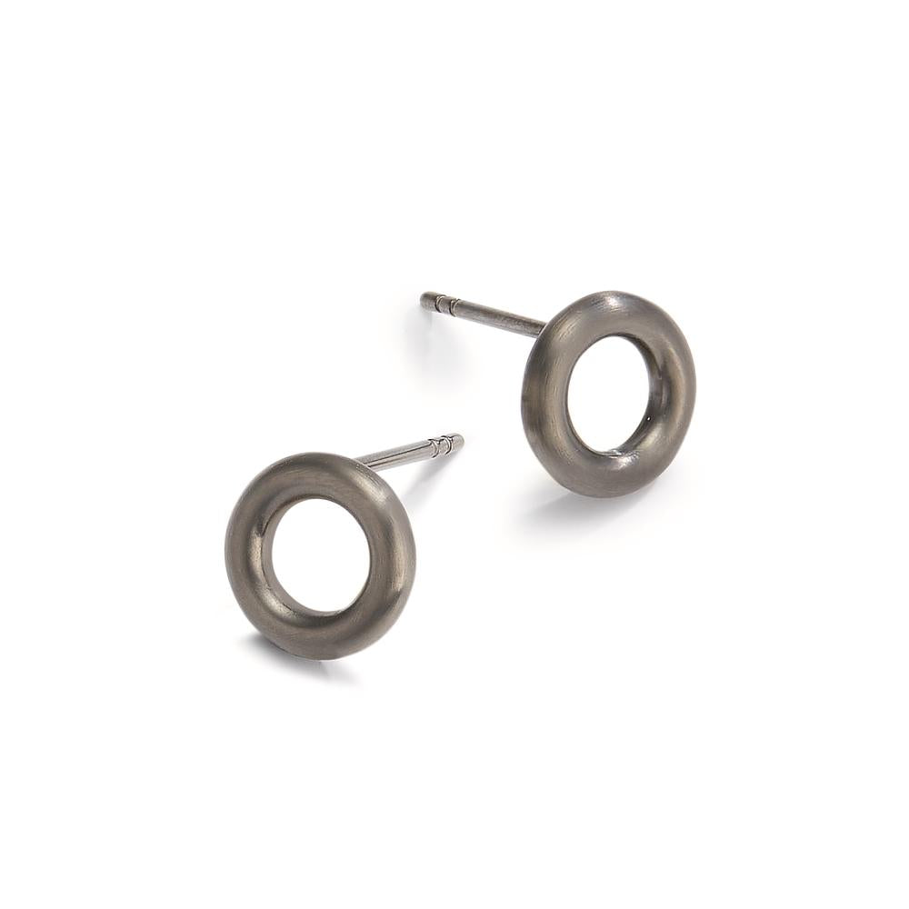 Stud earrings Stainless steel Black IP coated Ø10 mm