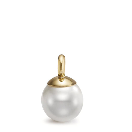 Pendant Stainless steel Yellow IP coated Shell pearl Ø9 mm