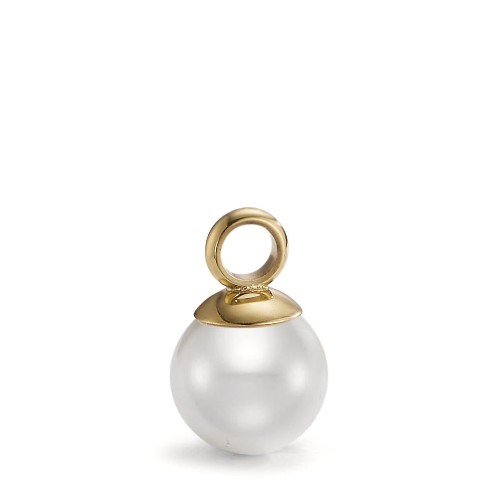 Pendant Stainless steel Yellow IP coated Shell pearl Ø9 mm