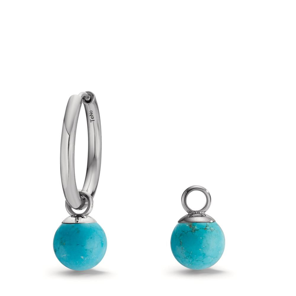 Hoop with pendant Stainless steel Turquoise 2 Stones