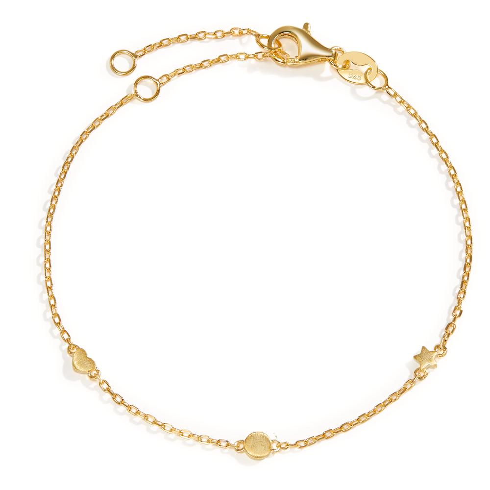 Bracelet Silver Yellow Gold plated Heart 15-19.5 cm