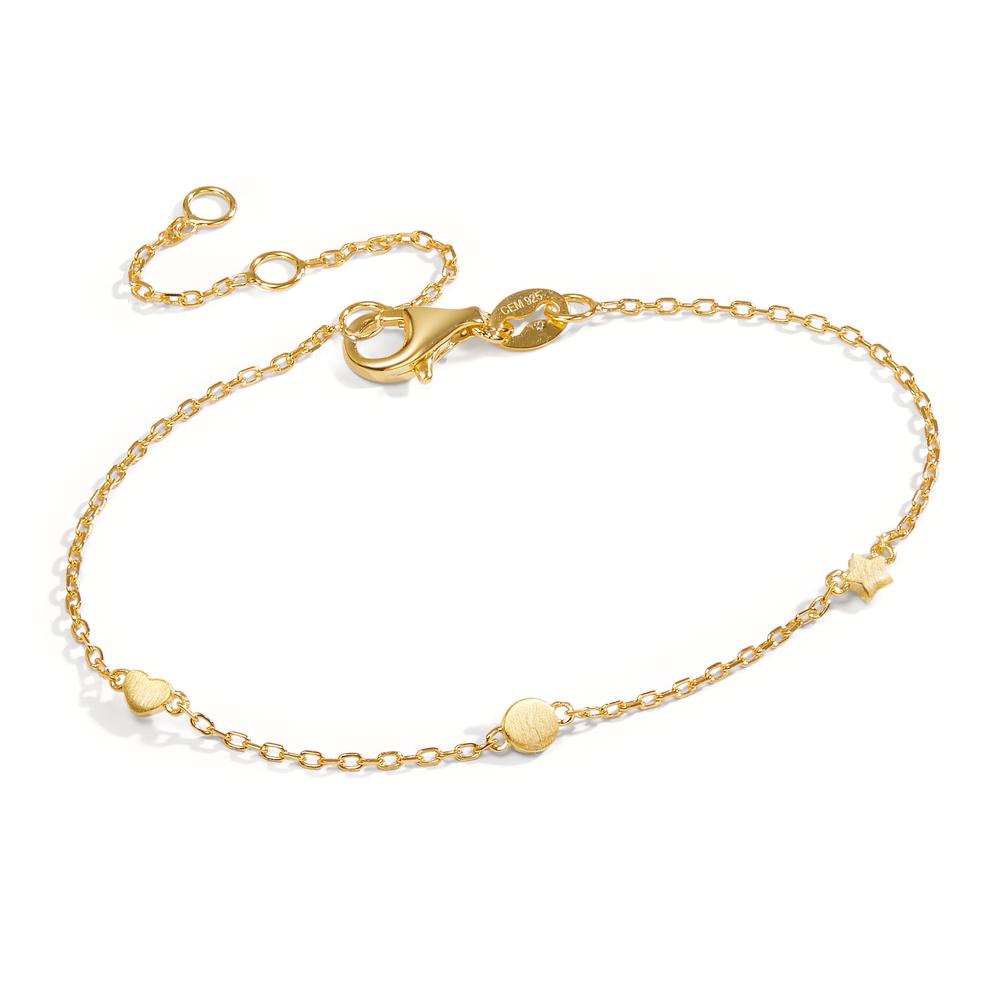 Bracelet Silver Yellow Gold plated Heart 15-19.5 cm