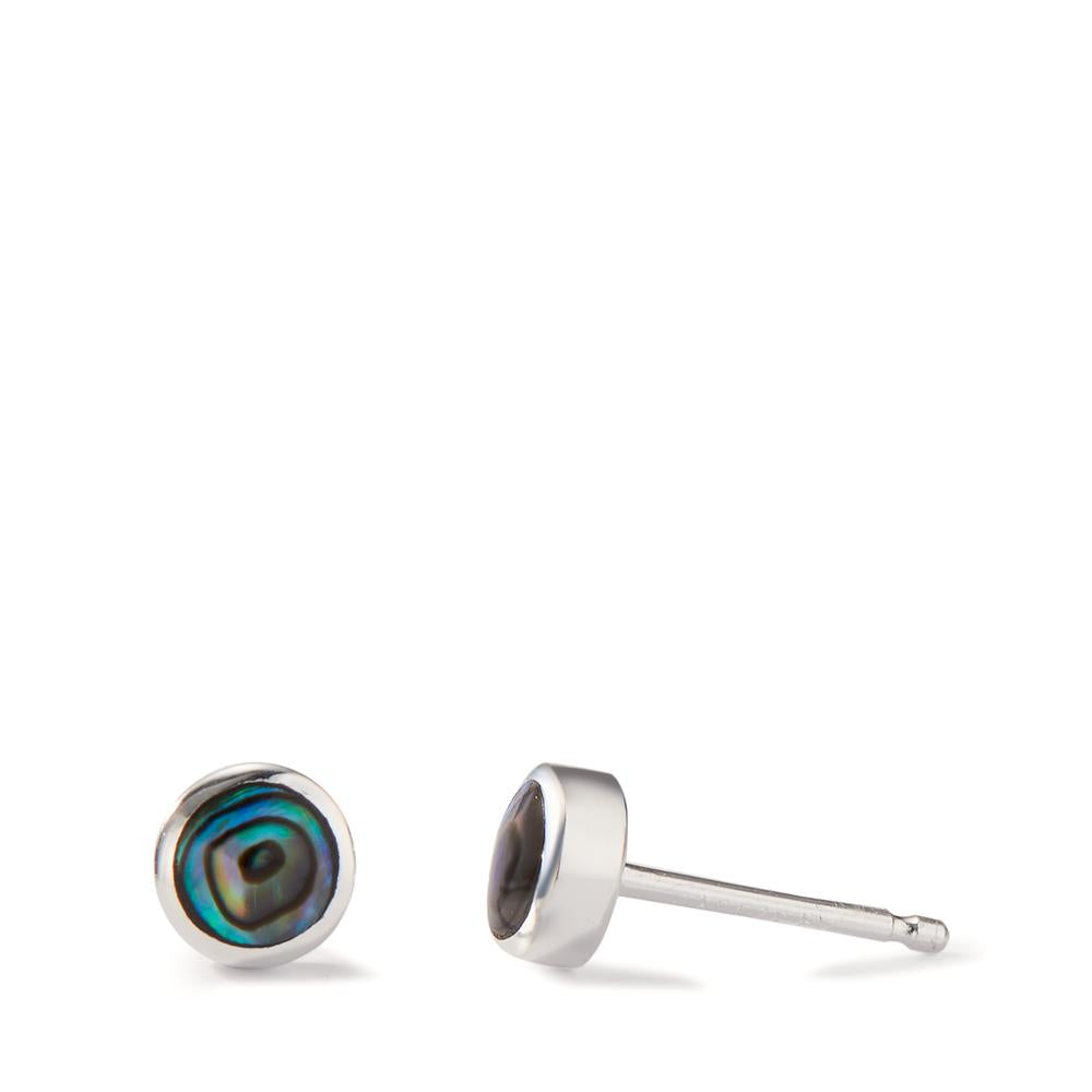 Stud earrings Silver Abalone 2 Stones Ø5.5 mm