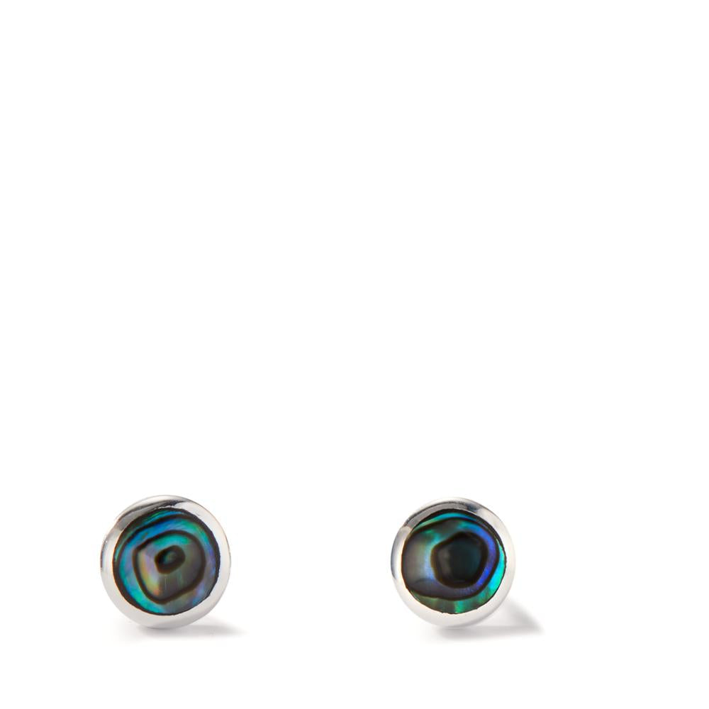 Stud earrings Silver Abalone 2 Stones Ø5.5 mm