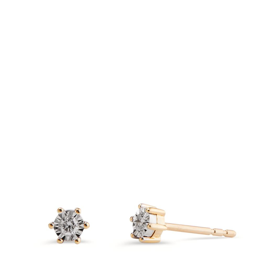 Stud earrings 18k Yellow Gold Diamond 0.10 ct, 2 Stones, w-si Ø3.5 mm