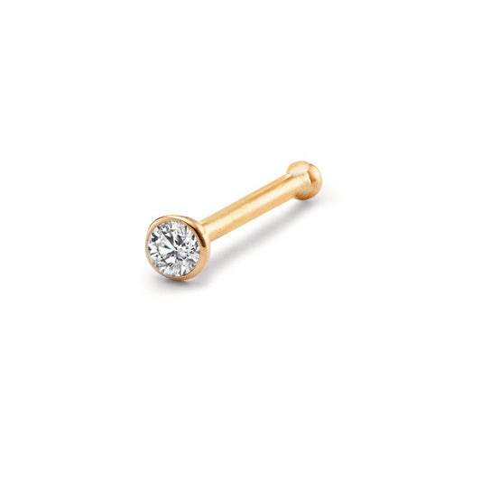 Nose Stud 18k Yellow Gold Diamond White, 0.035 ct, w-si Ø2.5 mm