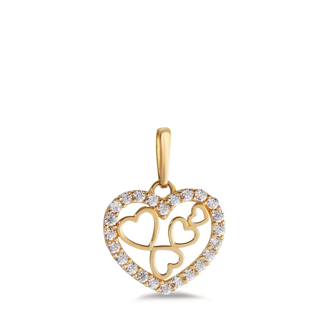 Pendant 14k Yellow Gold Zirconia Heart Ø10 mm