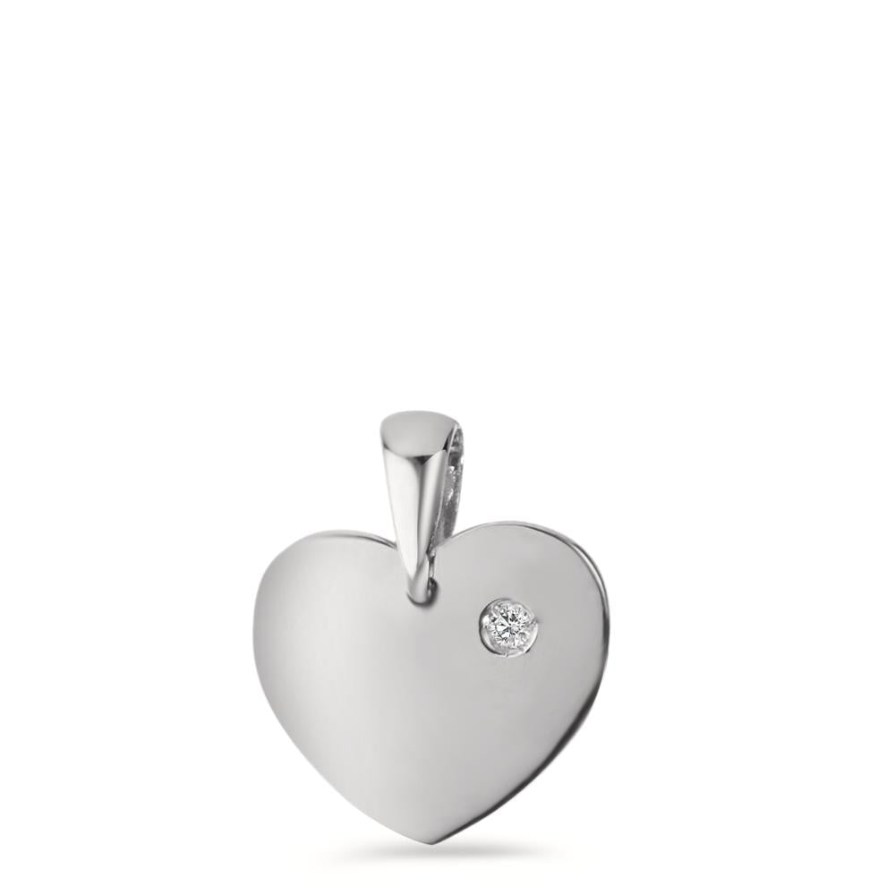 Pendant 14k White Gold Zirconia Heart Ø10 mm