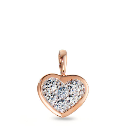 Pendant 14k Red Gold Zirconia 6 Stones Heart