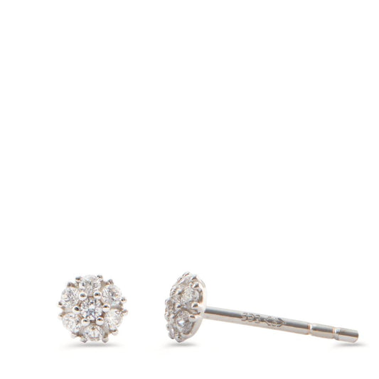 Stud earrings 14k White Gold Zirconia 14 Stones Ø4 mm